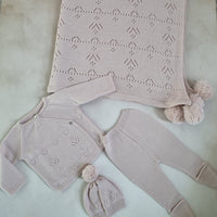 Conjunto color rosa de punto y cobija personalizados